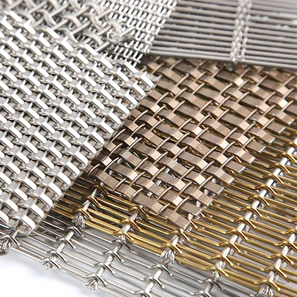 High Quality Architectural Decorative Crimped Stainless Steel Woven Metal Mesh For Rope Cable Mesh Curtains Cabinet Doors
