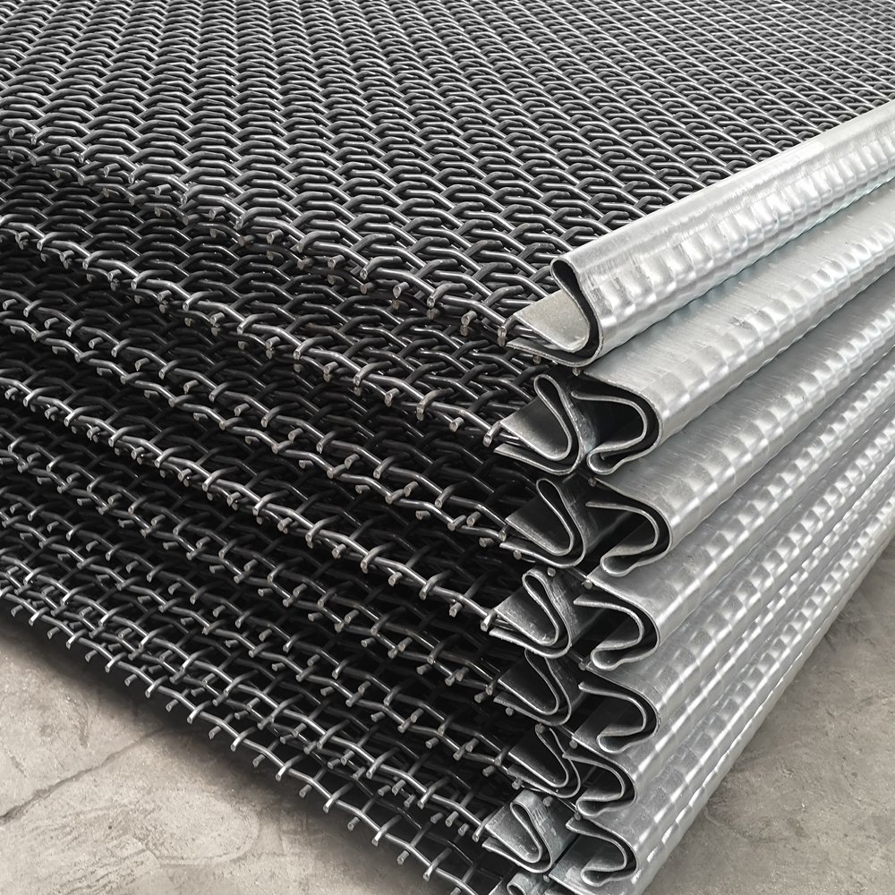 65 Manganese Steel Woven Vibrating Hooked Mine Sieving Mesh Crimped Wire Mine Sieving Screen Mesh For Mine Sieving