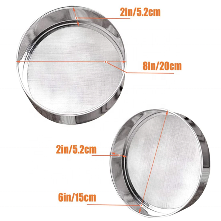 SS304 Stainless Steel Filter Mesh 8inch (20 cm) diameter 2inch Height Soil Sampling Test Sieve Set