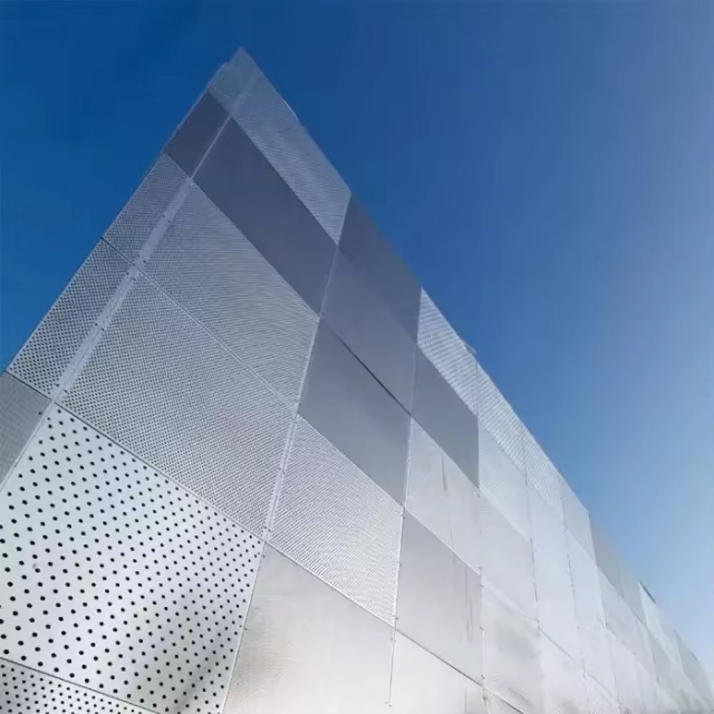 Staggered Round Hole 304 316 Stainless Steel Perforated Metal With Frame Aluminum Facade Panel Perforated Metal Mesh