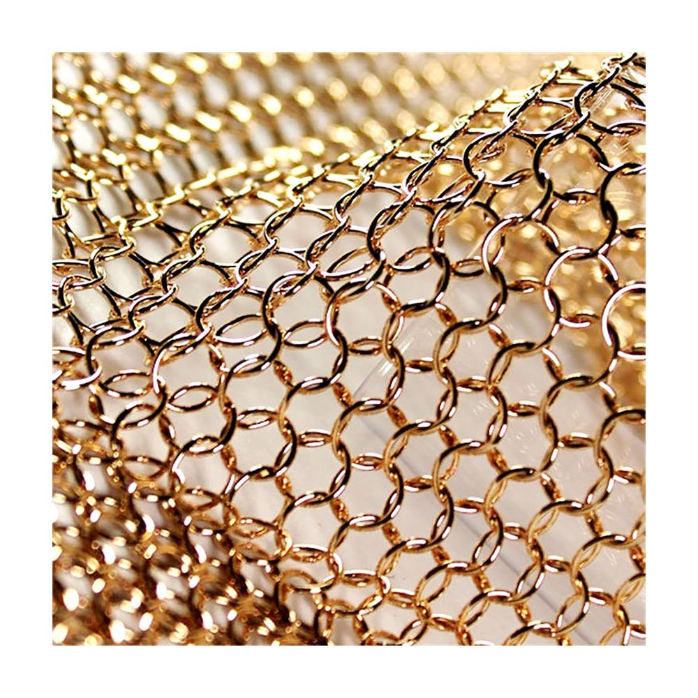 Plain Weave Mesh Wire Chainmail Fabric For Metal Decorative Stainless Steel Ring Mesh Curtain Woven Folded Chain Mail Ring Mesh