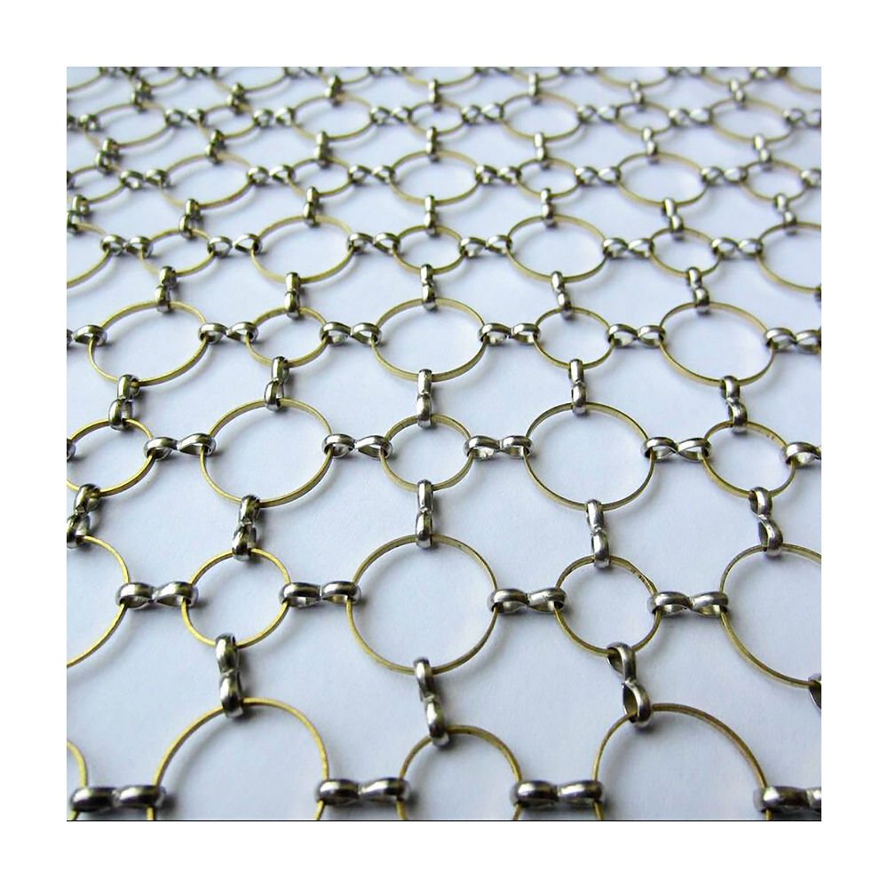 Plain Weave Mesh Wire Chainmail Fabric For Metal Decorative Stainless Steel Ring Mesh Curtain Woven Folded Chain Mail Ring Mesh