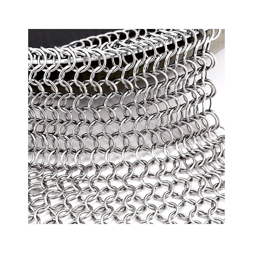 Plain Weave Mesh Wire Chainmail Fabric For Metal Decorative Stainless Steel Ring Mesh Curtain Woven Folded Chain Mail Ring Mesh