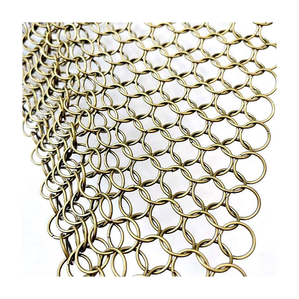 Plain Weave Mesh Wire Chainmail Fabric For Metal Decorative Stainless Steel Ring Mesh Curtain Woven Folded Chain Mail Ring Mesh