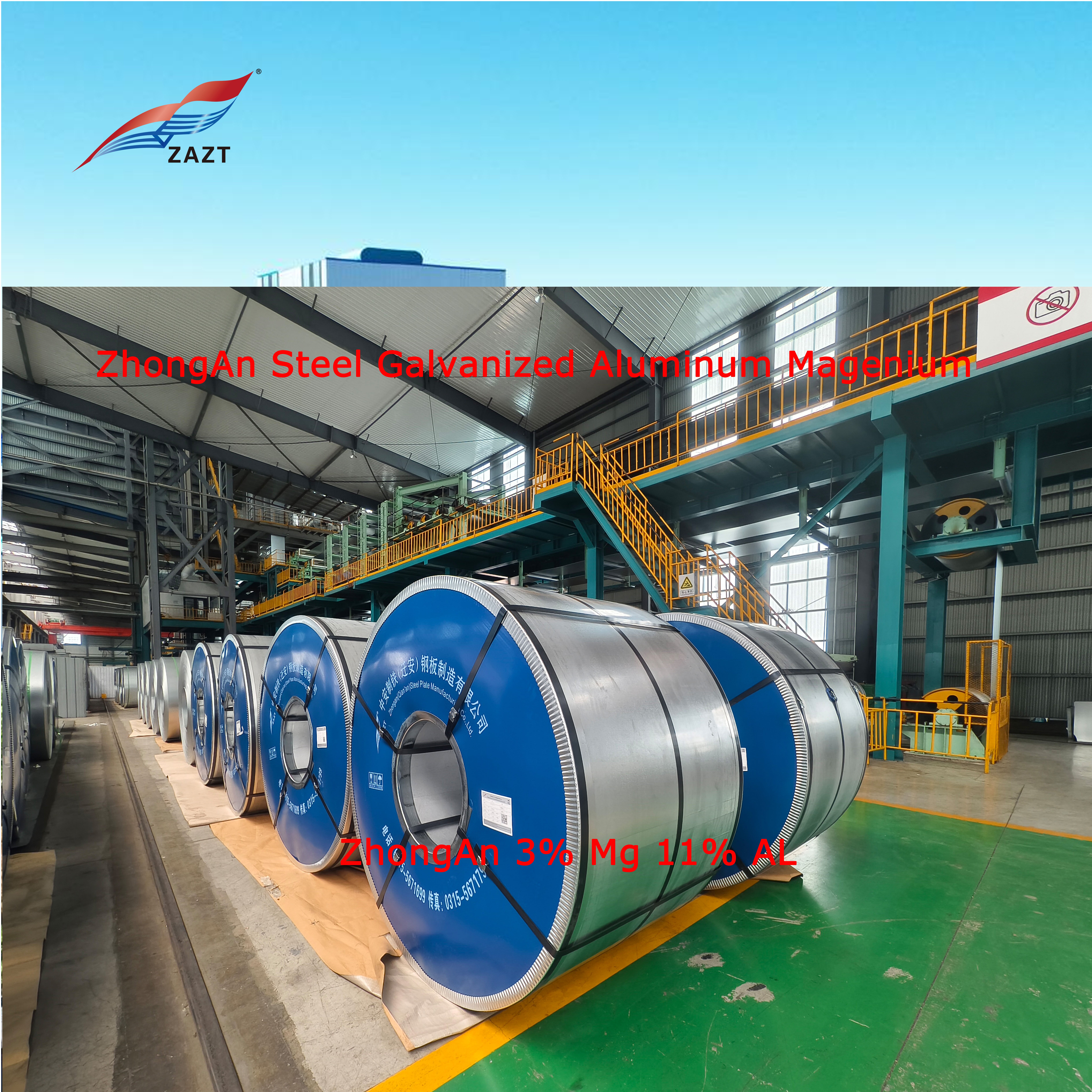 Hebei factory best price ZA m hot dipped galvanized aluminum magnesium steel coils for solar bracket