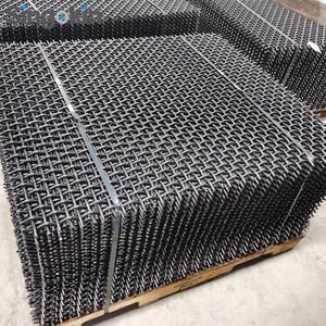 Iron Wire Mesh 25mm Hooked Vibrating Sieve Crusher Mine Quarry Screen Mesh65mn 45# Crimped Woven Metal Vibrating Screen Mesh