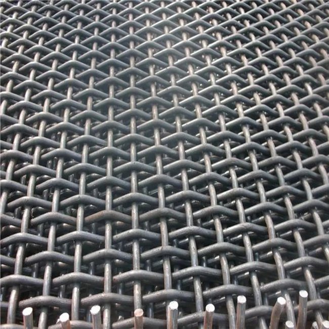Iron Wire Mesh 25mm Hooked Vibrating Sieve Crusher Mine Quarry Screen Mesh65mn 45# Crimped Woven Metal Vibrating Screen Mesh
