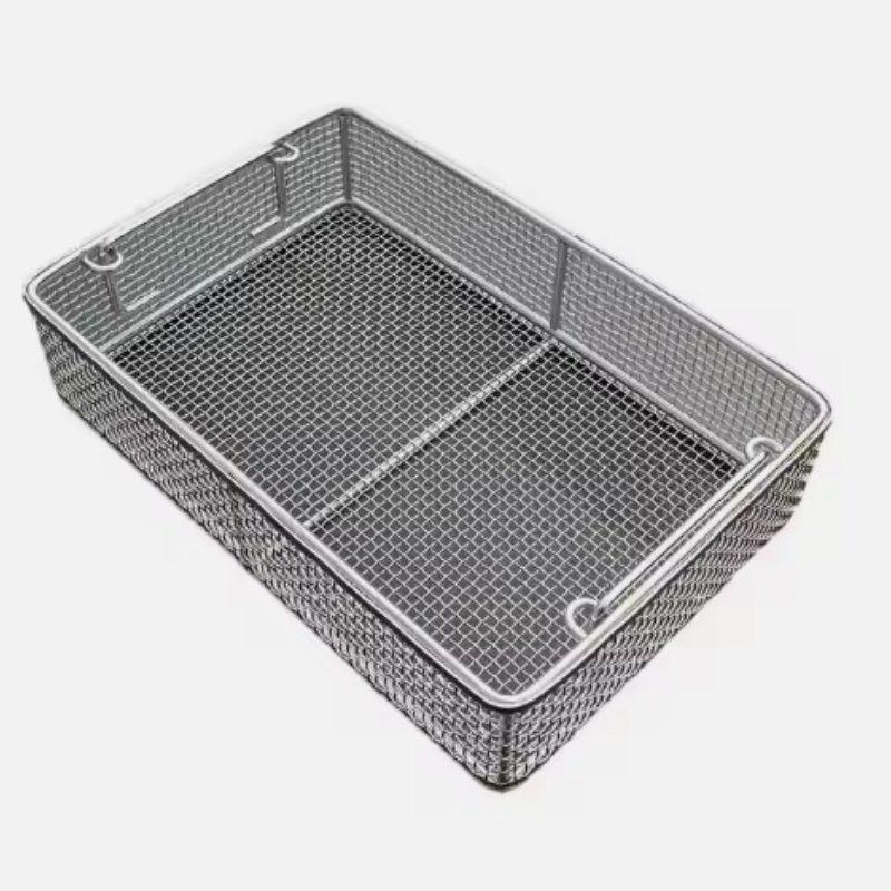 Customized ultrasonic cleaning basket metal drainage net basket stainless steel disinfection basket