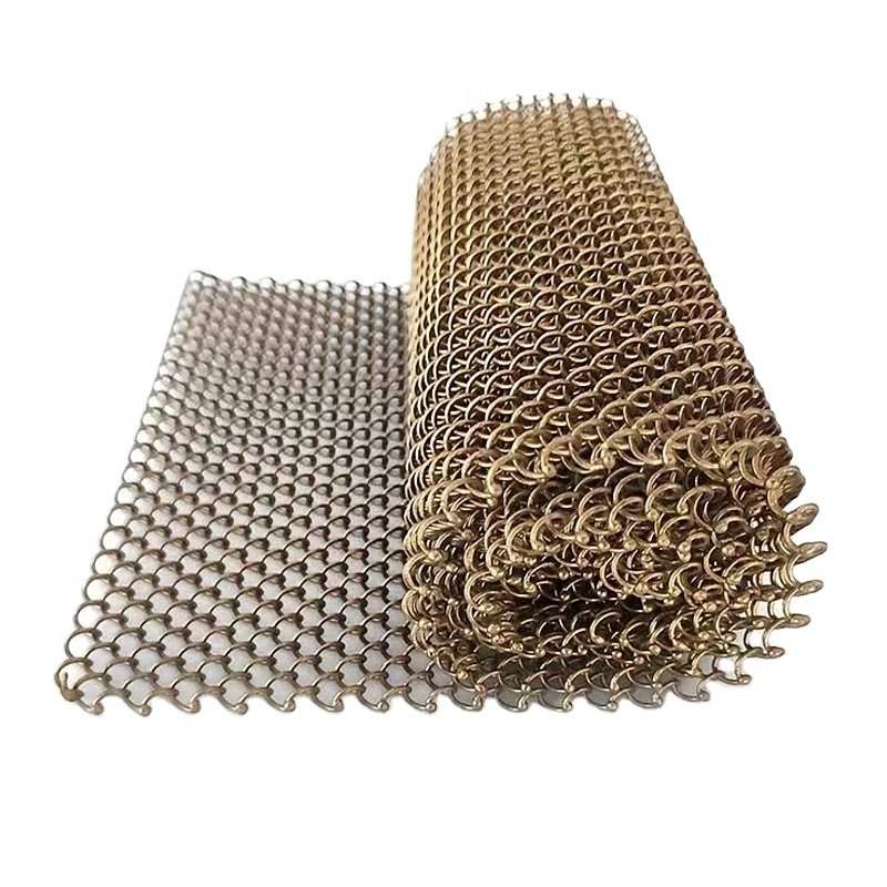 Restaurant metal spiral mesh curtain outdoor metal wire mesh waterfall stainless steel metal woven decorative mesh