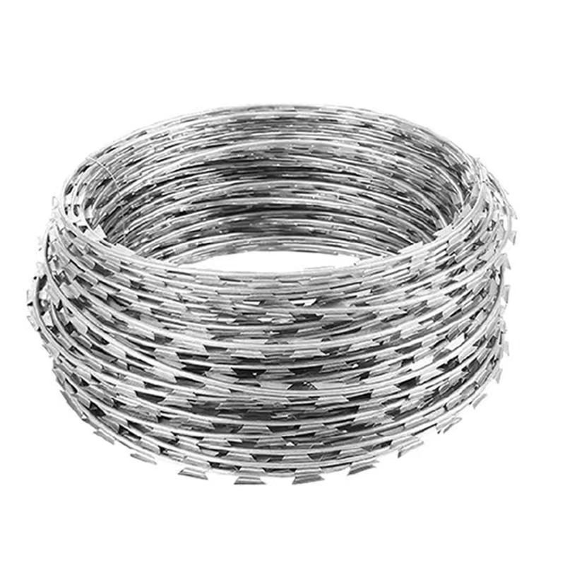 Hot Dipped Galvanized Steel Wire Mesh Fence Bto-22 43 Size 180 Loops Roll Concertina with Double Strand Razor Blade Barbs