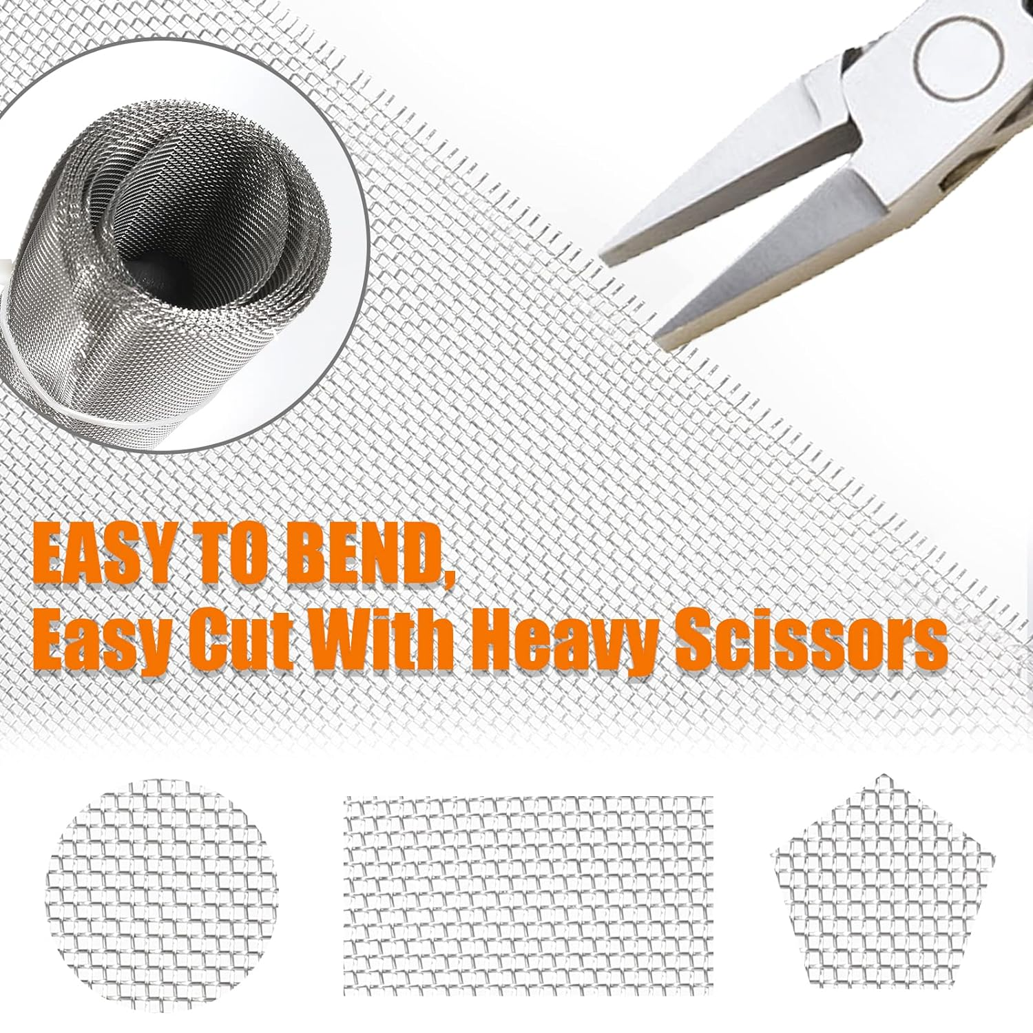 20 Mesh 304 Stainless Steel Plain Weave Pest Rat Metal Wire Mesh Net Screen for Preventing Rats Squirrel and Mouse Access