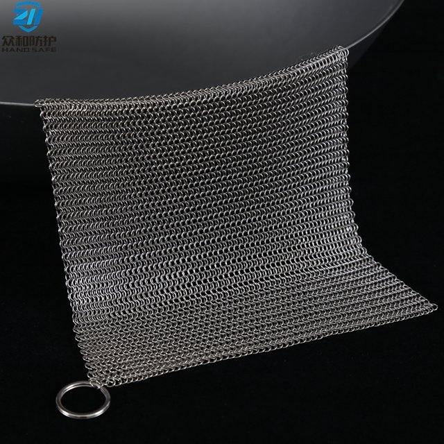 316L Chain Mail Scrubber Premium Stainless Steel Chainmail Scrubber for Cast Iron Pans Skillet Wok Pot Dutch Ovens cleaning