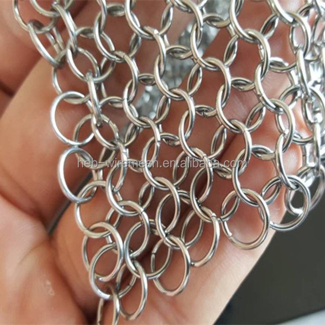 stainless steel chainmail scrubber/stainless steel ring mesh/chain mail
