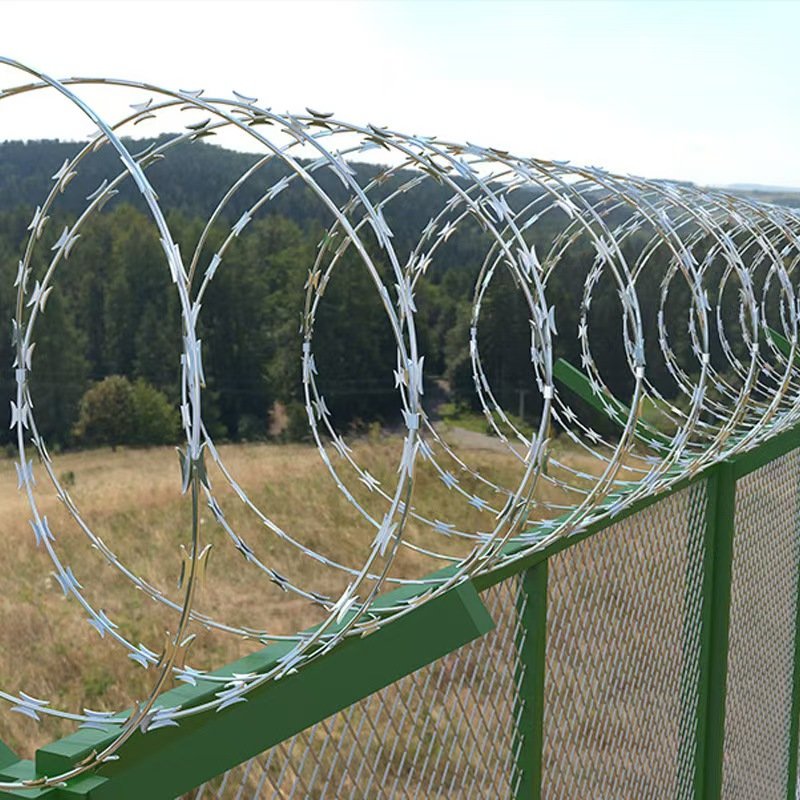 PVC-Coated Steel and Iron Barbed Wire Coil for Railway Applications and Razor Wire