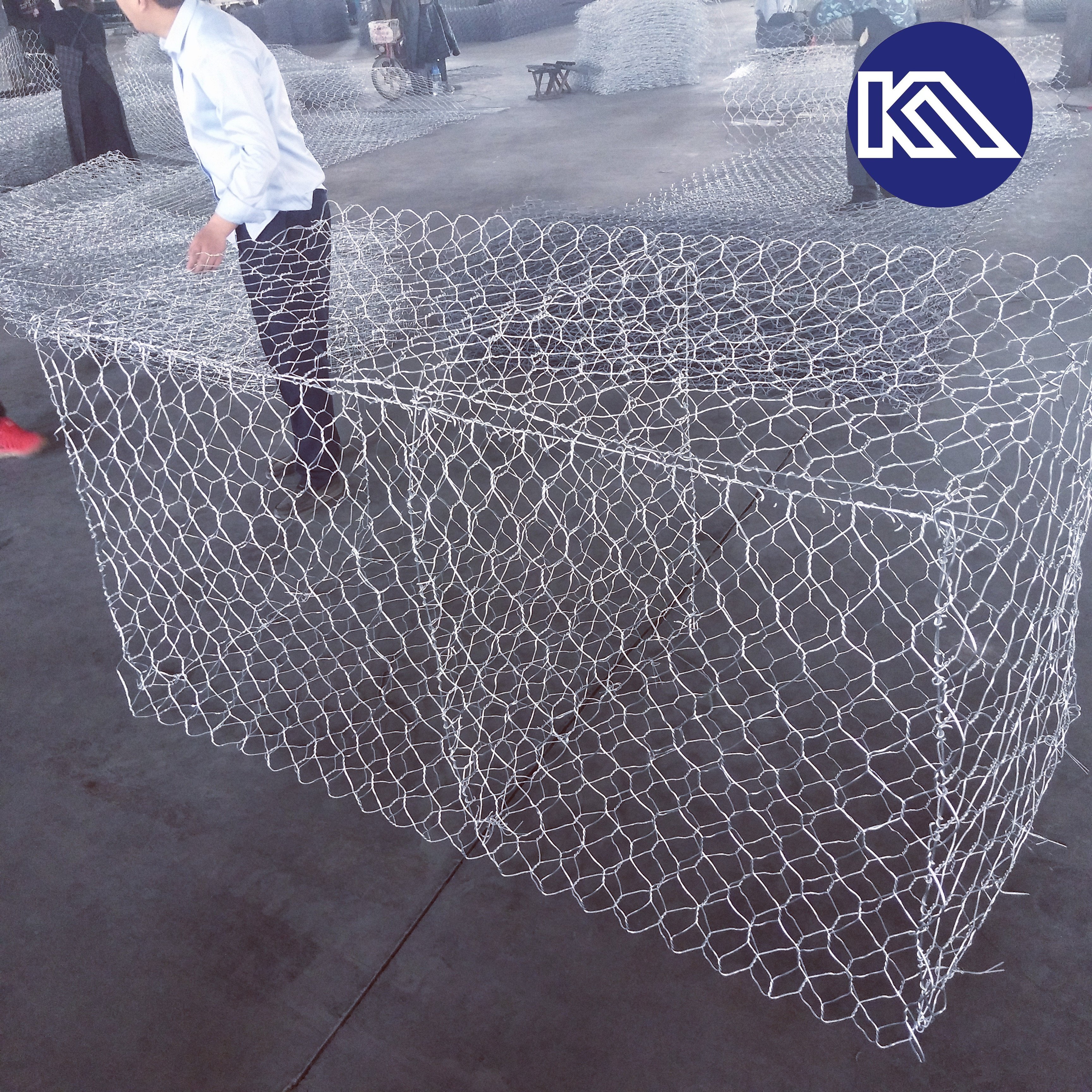 80x100mm 2x1x1m 3mm PVC coated zinc coated 260 gsm heavy duty gabion basket for river