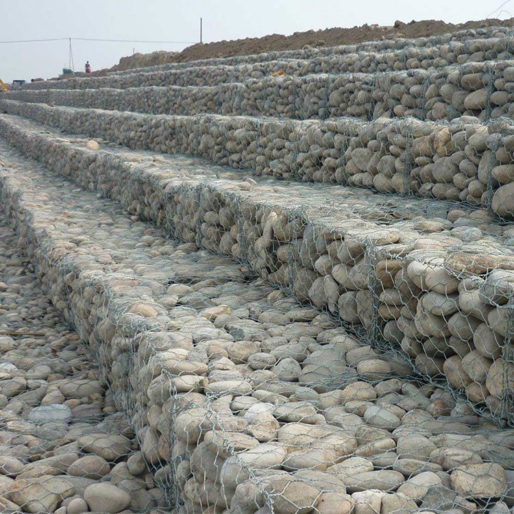 80x100mm 2x1x1m 3mm PVC coated zinc coated 260 gsm heavy duty gabion basket for river