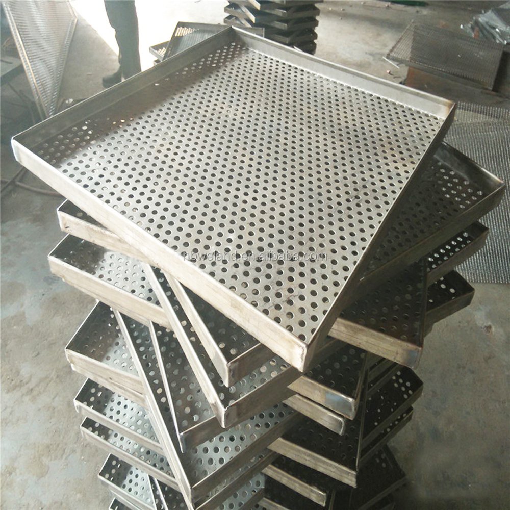Custom Food Grade Perforated Round hole Stainless Steel Mesh Tray