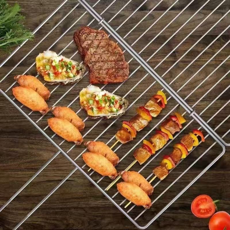 Premium Strong Rustproof Crimped Wire Mesh Convenient-Handled Barbecue Net Gripper in Various Sizes Including round and Square