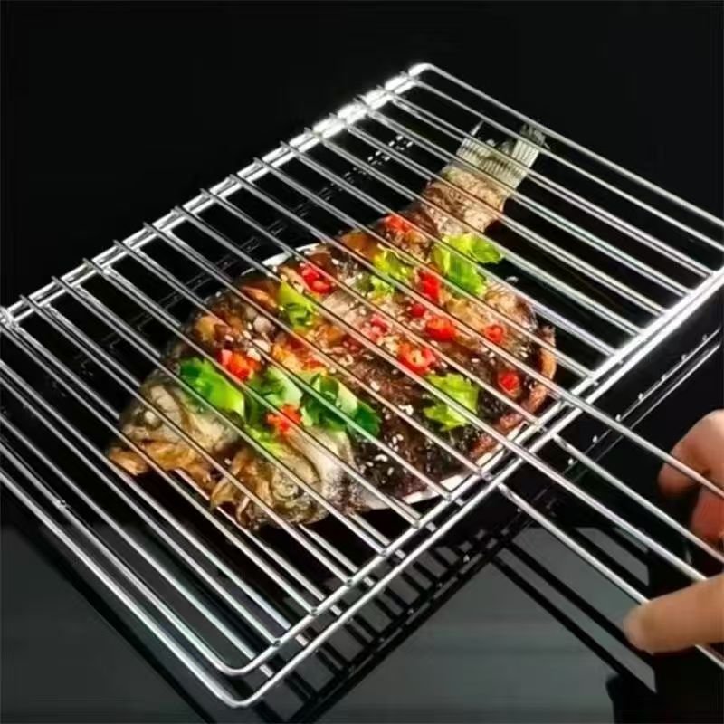Premium Strong Rustproof Crimped Wire Mesh Convenient-Handled Barbecue Net Gripper in Various Sizes Including round and Square