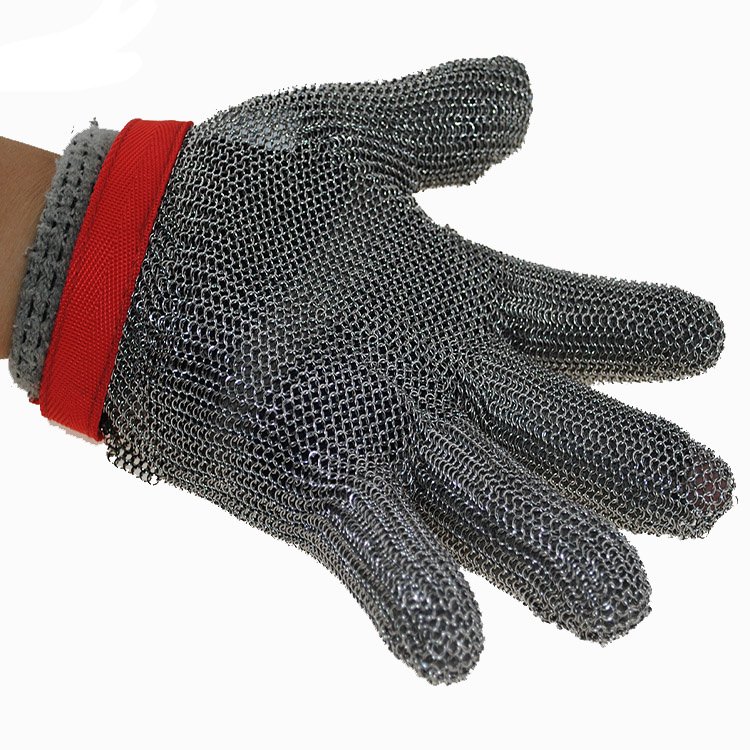 CE certificate five fingers hand gloves cut resistant kitchen butcher knife stainless steel ring gloves