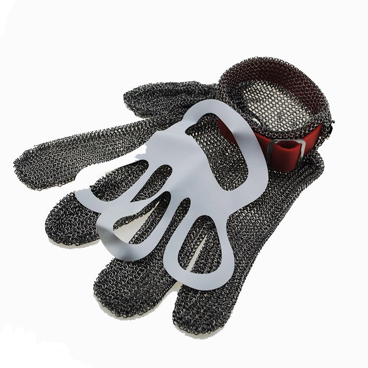 CE certificate five fingers hand gloves cut resistant kitchen butcher knife stainless steel ring gloves