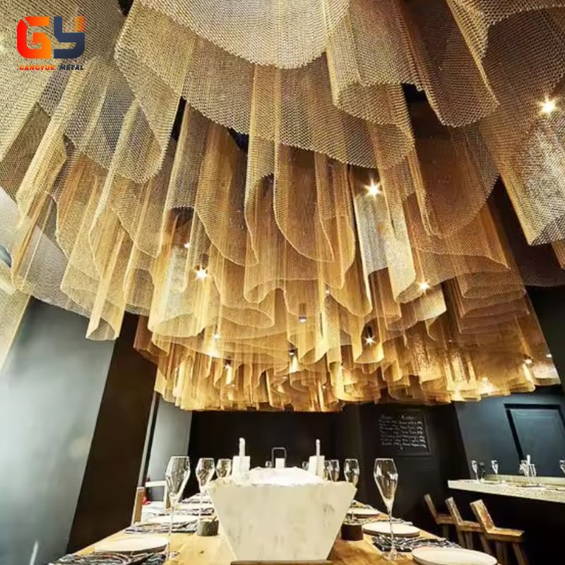 Aluminum Metal mesh Chain Blackout Metal Coil wire mesh For Screen Decoration