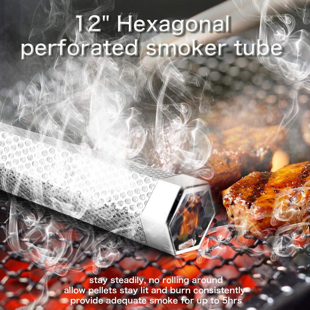 12'' Smoker Tube Smoke Box Charcoal Gas Grill BBQ Wood Chips Grilling Meat