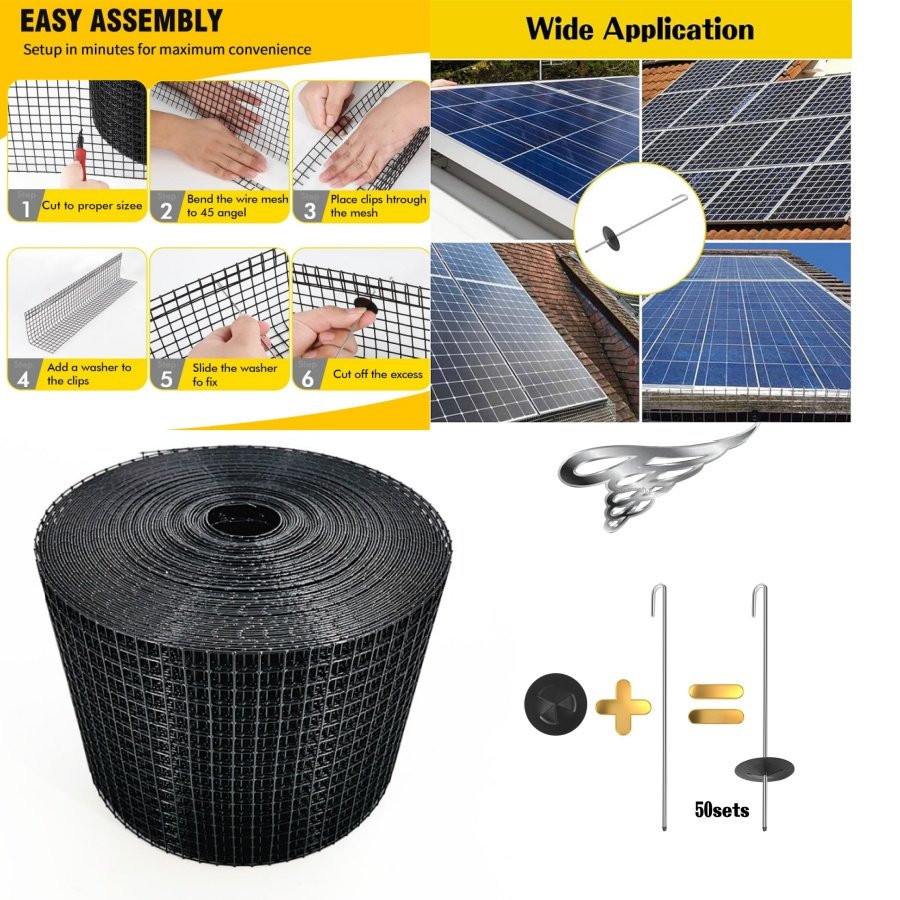 Bird-Safe Steel Wire Netting Mesh 12"x30m Solar Panel Guard Welded & Cut to Protect Animals Effective Solar Panel Welded Mesh