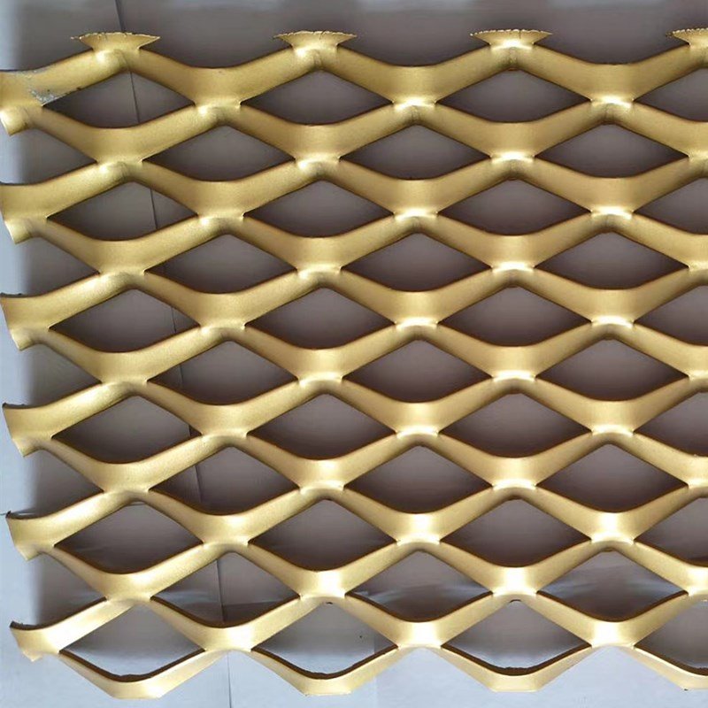 Facade Wall Flading Diamond Shape Titanium Expanded Metal Wire Mesh ceiling For Decorative