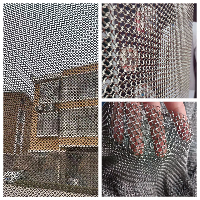 Metal Mesh Brass Gold Color Stainless steel Ring Mesh Chainmail Decorative Curtain For Hotel Restaurant Room Dividers