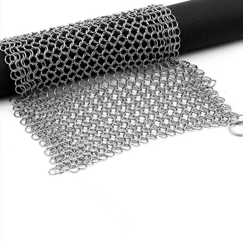 Kitchen cleaning with 304 316 316L stainless steel chain mail brush pot brush pot ring net