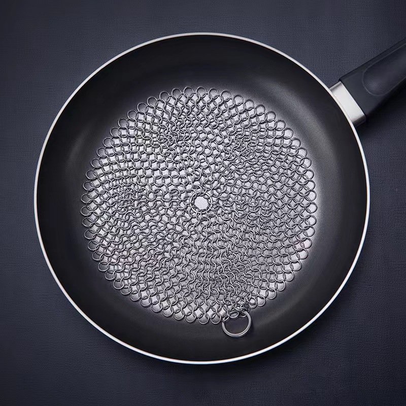 Kitchen cleaning with 304 316 316L stainless steel chain mail brush pot brush pot ring net