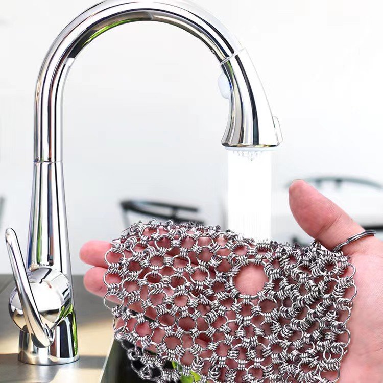Kitchen cleaning with 304 316 316L stainless steel chain mail brush pot brush pot ring net