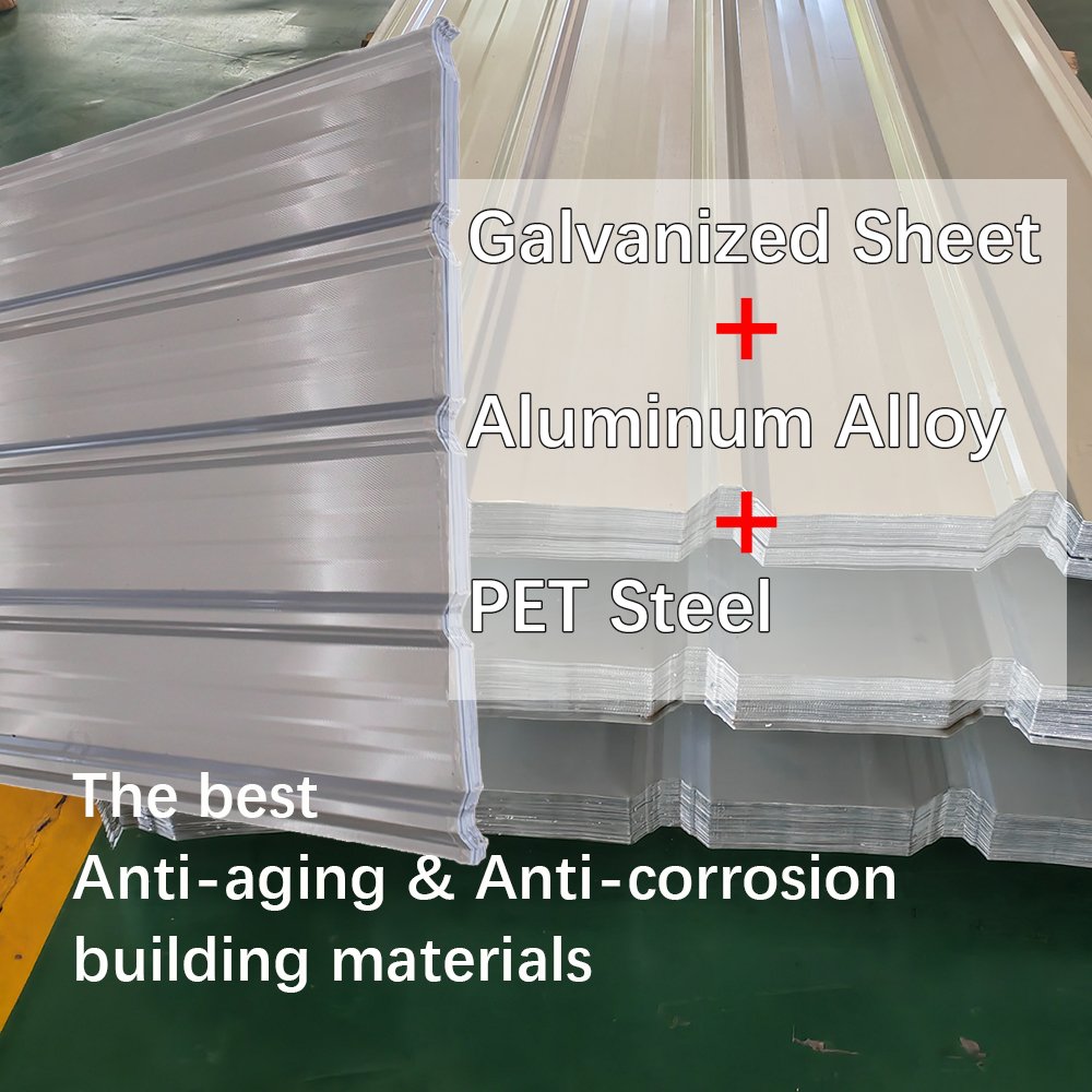 New Pet Aluminum Coated Roof Steel Tiles Galvanized Roofing 28 Gauge Corrugated Steel Metal Zinc Tile Roof Sheet