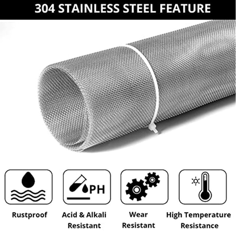 1mm Hole 20 Mesh 304 Stainless Steel Mesh Screen Sturdy Metal Mesh Screen for Window Screen