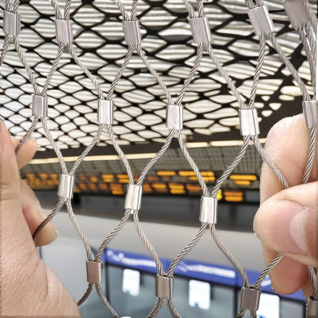 New Diamond Mesh Stainless Steel Wire 304 Material Flexible Zoo Bird Protection Fence Retail Landscape Bridge Restaurant Woven