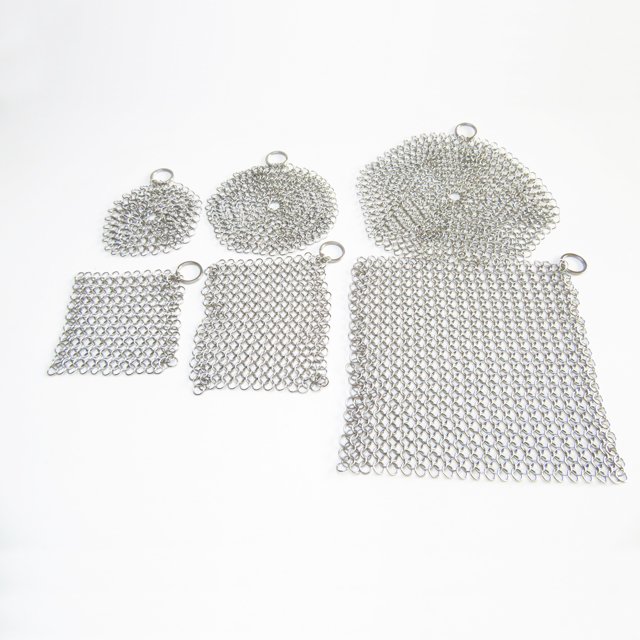 Stainless Steel 304/316L 7" 8" Round chainmail scrubber