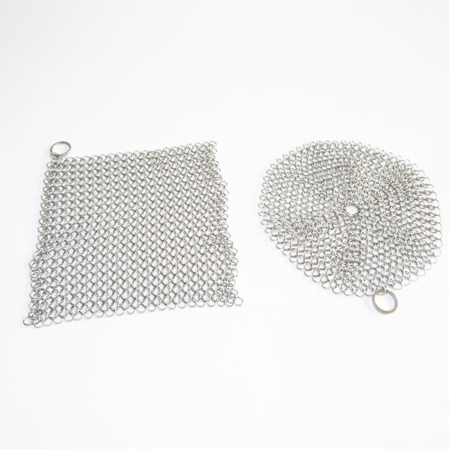 Stainless Steel 304/316L 7" 8" Round chainmail scrubber