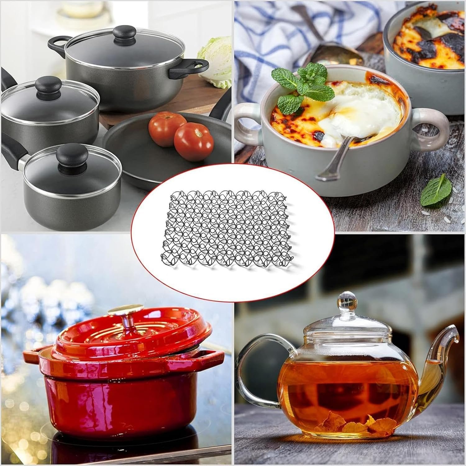 Square Stainless Steel Coasters 1Pc Metal Spring Net Drink Coasters Hollow Insulation Mat Cup Mat for Camping Table