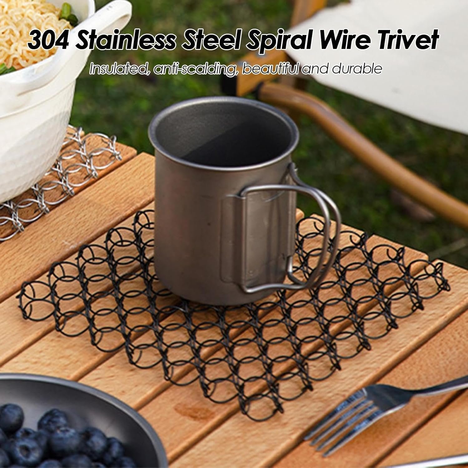 Square Stainless Steel Coasters 1Pc Metal Spring Net Drink Coasters Hollow Insulation Mat Cup Mat for Camping Table