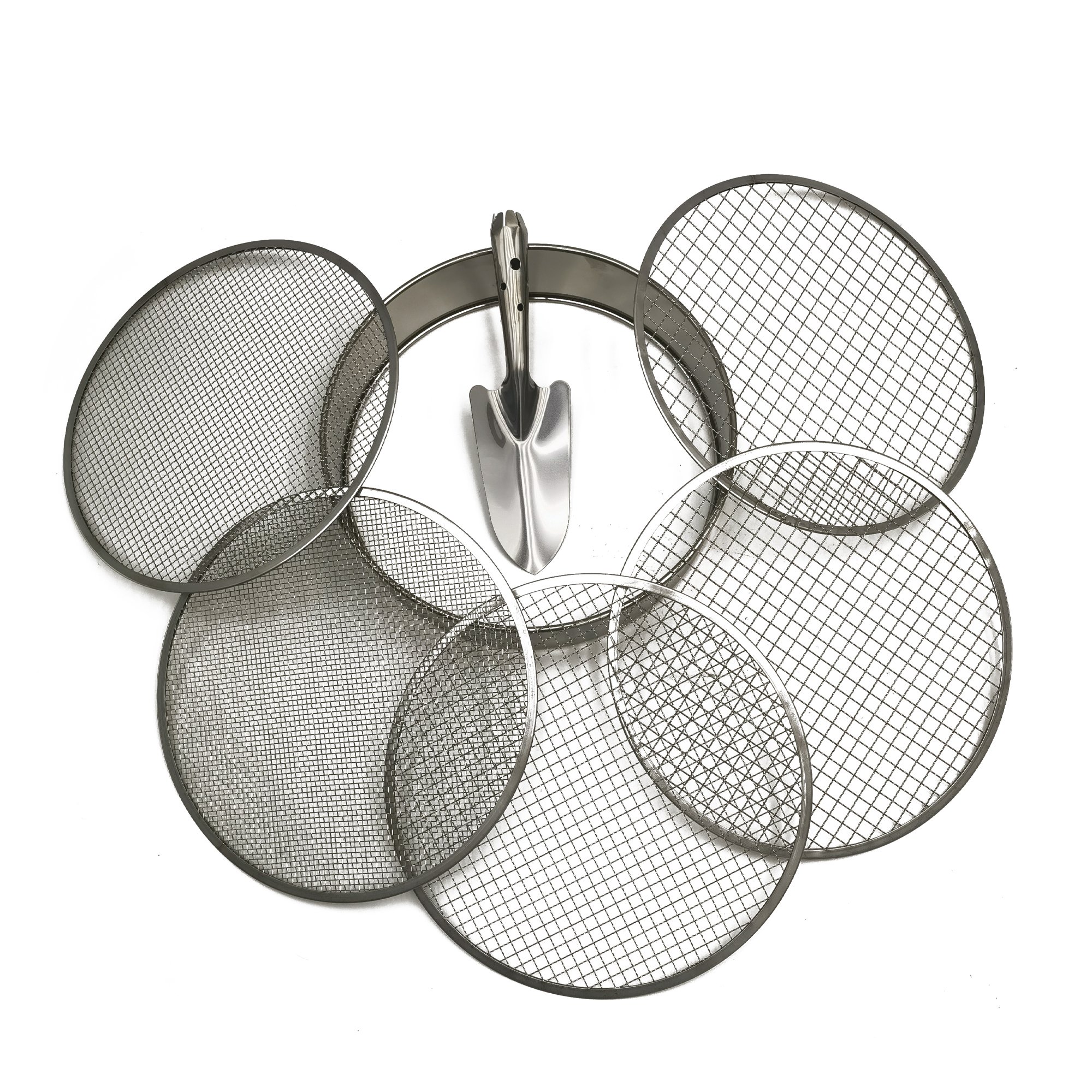 Ningbo Factory Stainless Steel Test Sieve Stackable Sifting Pan Soil Sand Sieve Garden Sieve Mesh