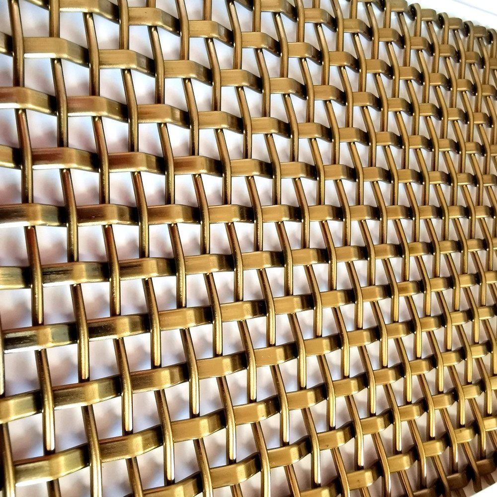 Pattern Custom Weave wire Mesh Champagne Color Decorative Grilles For Building Facade