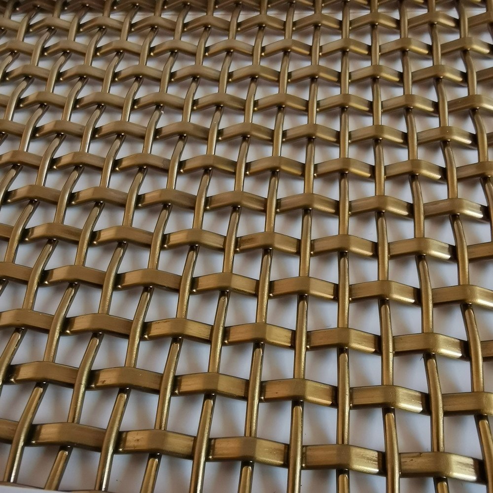 Pattern Custom Weave wire Mesh Champagne Color Decorative Grilles For Building Facade