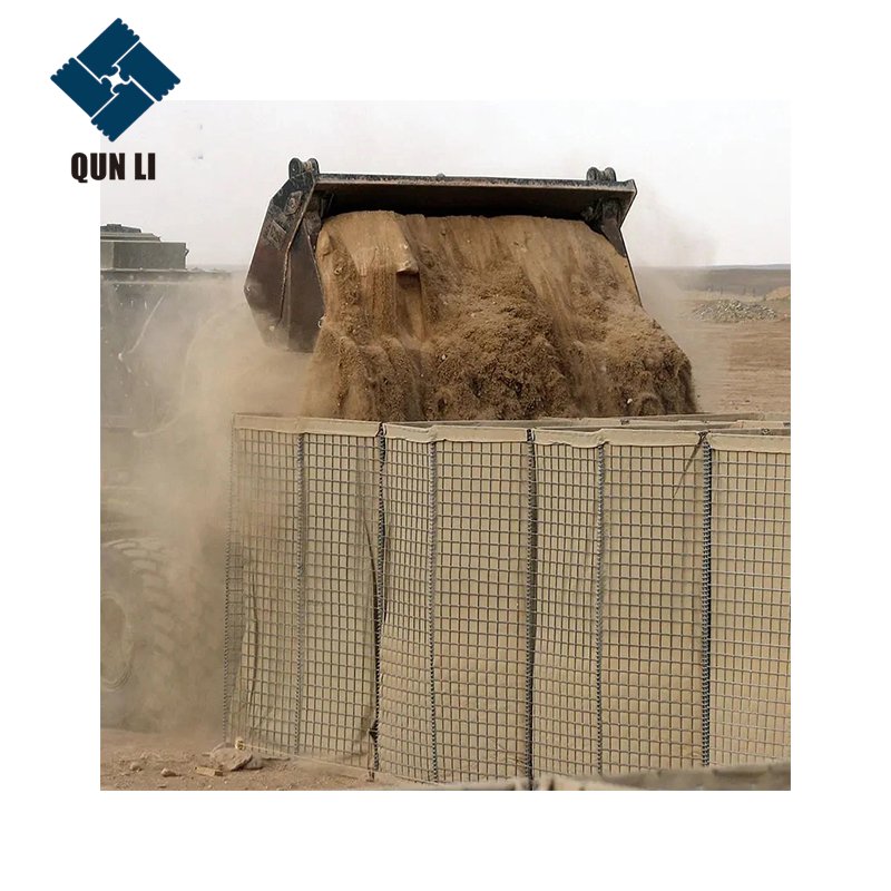 Security Defensive Galvanized Steel Wire Mesh Barrier Blast Wall Bastion Fence Cutting Processing Service Retaining Wall Fencing