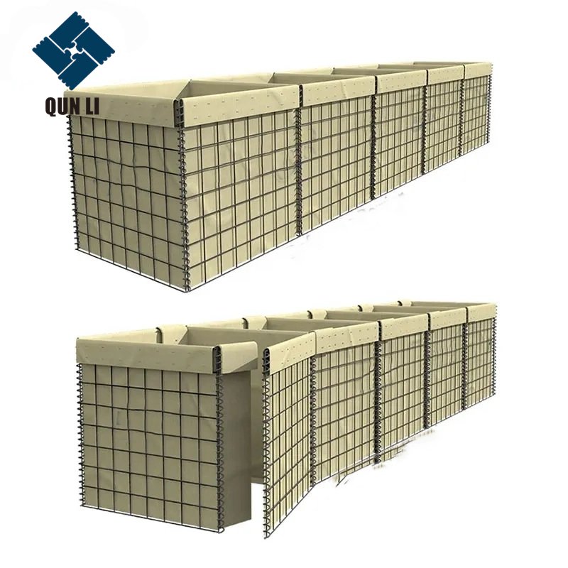 Security Defensive Galvanized Steel Wire Mesh Barrier Blast Wall Bastion Fence Cutting Processing Service Retaining Wall Fencing