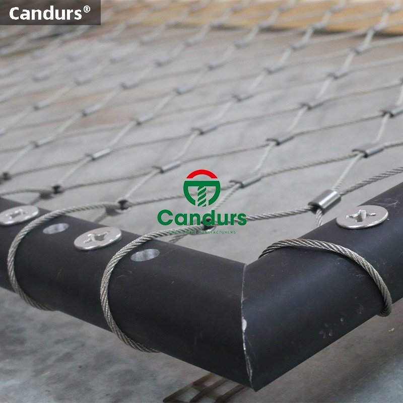 R-Frames Prefabricated Tubular Inox Cable Mesh Railing Panels Stainless Steel Wire Rope Net