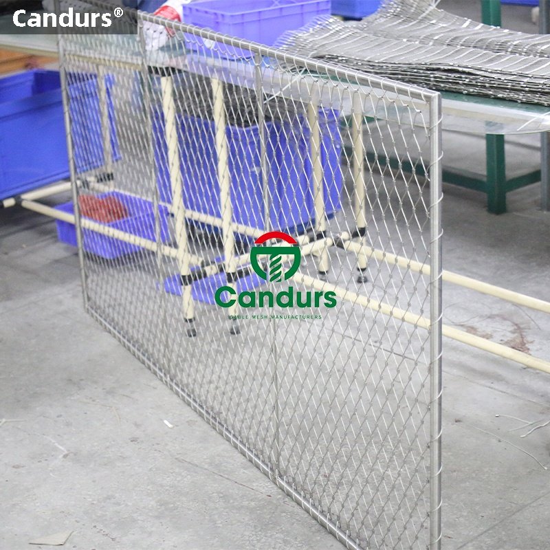 R-Frames Prefabricated Tubular Inox Cable Mesh Railing Panels Stainless Steel Wire Rope Net