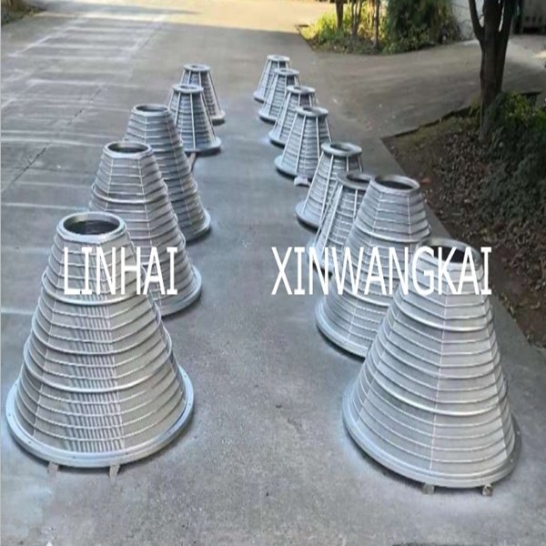 Conical v wire centrifuge basket mesh, screen metal basket