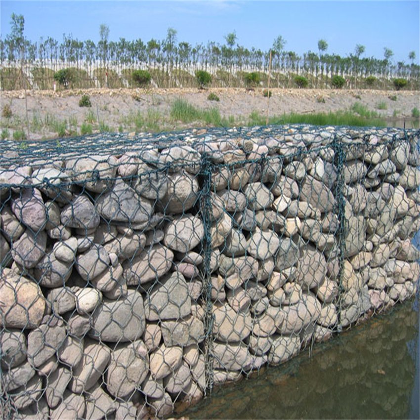 Hot Dipped Galvanized Gabion Basket Wall 2x1x1m Hexagonal Wire Mesh Riverbank Gabion Box