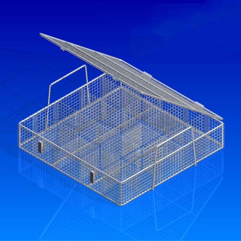 Customization 304 Stainless Steel Woven Wire Mesh Storage Baskets Sterilization Filter Housing metal Instrument Washing Baskets